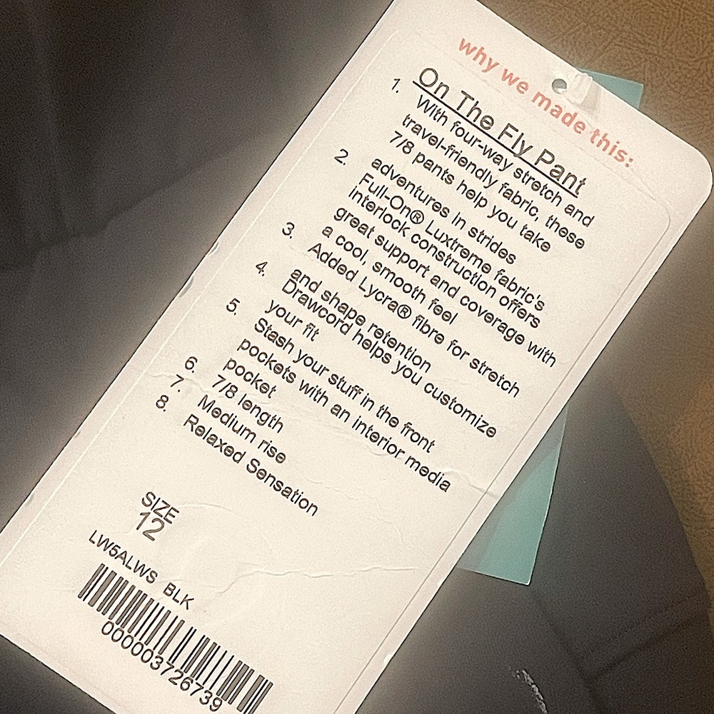 Lululemon “On The Fly Pant” NWT